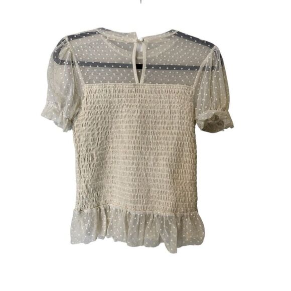 Live 4 Truth Swiss Dot Y2K Coquette Stretch Top Off White Sz L Ruffle Lace - Picture 1 of 4